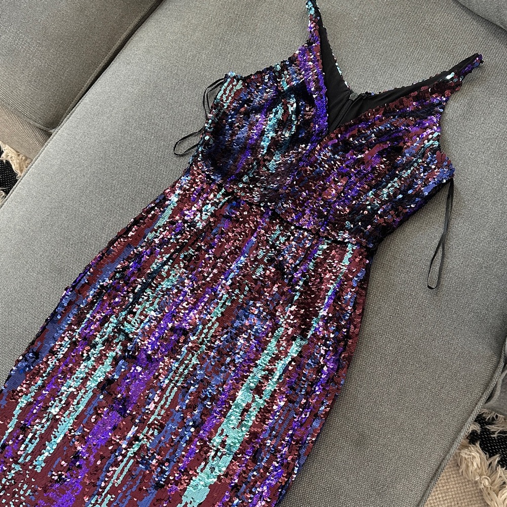 Dress the Population Purple and Pink Sequin Dress